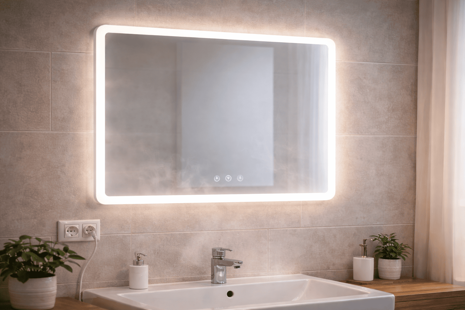 Badkamerspiegel met verlichting en verwarming