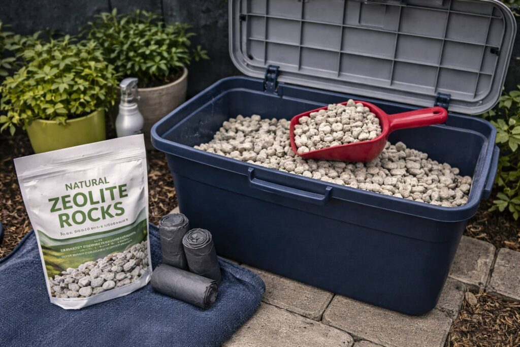 Zeolietgesteente voor geurbeheersing